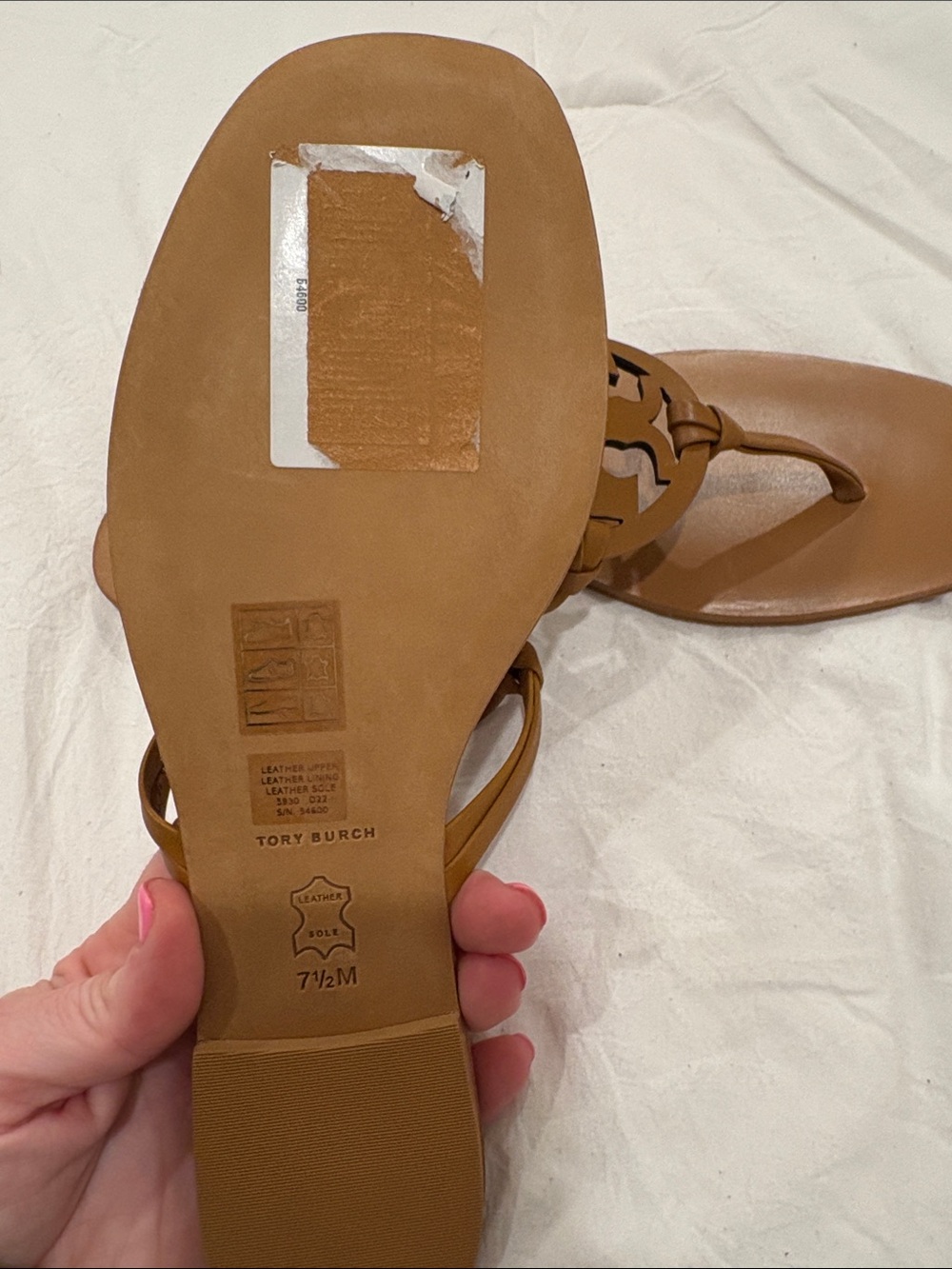 Tory Burch Cognac Miller Logo Thong Sandals - Picture 5 of 5